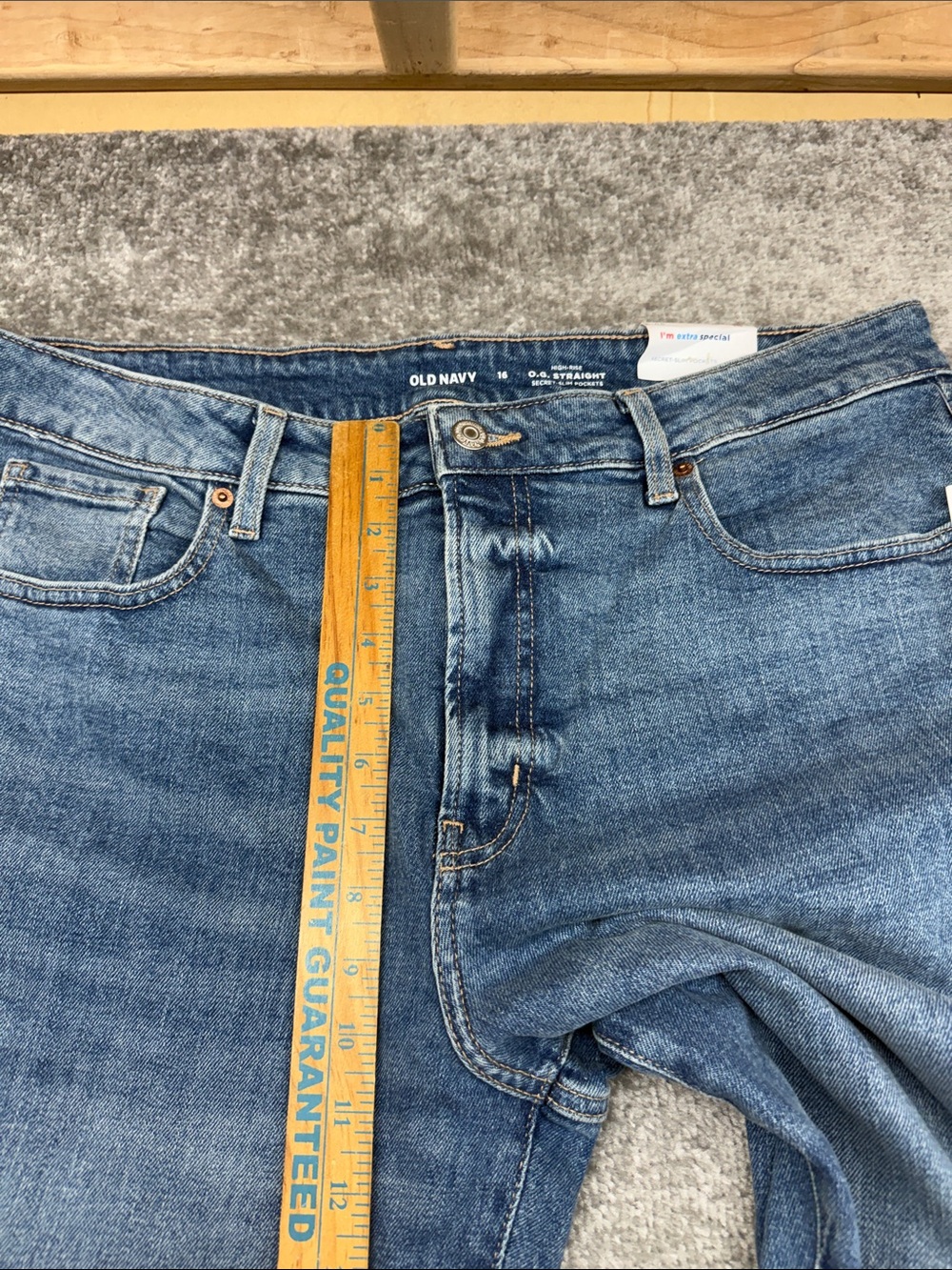NWT Old Navy OG Straight Leg Blue Jeans Womens 16 High Rise - Picture 3 of 11